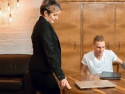 TUTOR4K. Smart boy finds way to lure strict mature tutor into hot sex