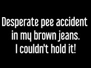 ⭐ Desperate Girl Pees Her Brown Jeans In The Car!   1/16