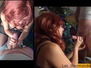 I suck my hubby watching my friend Yasmibutt and he thanks me with a huge facial 3/16