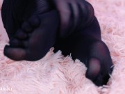 5 fingers pantyhose, foot fetish 4k video close up feet 4/16