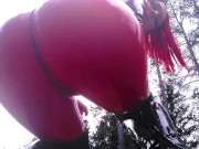 Pretty Selfie with 2 latex catsuits, red and black 5/16