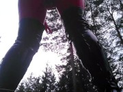 Pretty Selfie with 2 latex catsuits, red and black 6/16