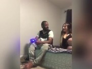 Step sister makes step brother stop playing video games to suck him dry and pound her pussy 2/16