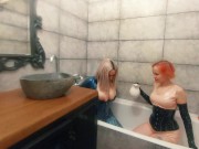 Bath relax in latex rubber with milk, romantic funny fetish video 12/16
