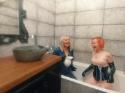 Bath relax in latex rubber with milk, romantic funny fetish video 9/16
