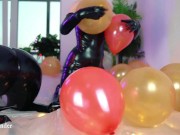 Looney Fetish, Air Balloons Lesbian Fun In Latex Rubber Costumes 7/16
