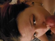 Alternative slut takes a huge facial from daddy!