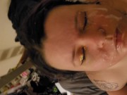 Alternative slut takes a huge facial from daddy! 16/16