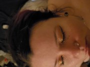 Alternative slut takes a huge facial from daddy! 2/16