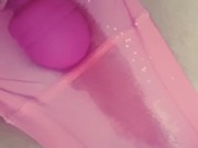 Cute teen's wet pussy squirting multiple orgasms through pink panties!