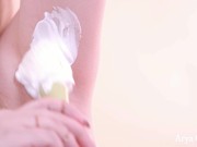 Beautiful Woman Shaved Pussy And Start To shave armpits 4k fetish video 6/16