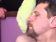 blond model want him sniff her green socks