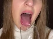 Drooling in glass. Uvula show  13/16