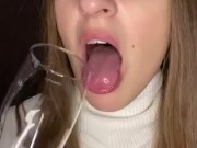 Drooling in glass. Uvula show  14/16