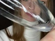 Drooling in glass. Uvula show  15/16