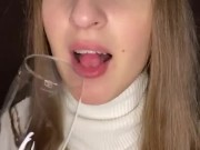 Drooling in glass. Uvula show  16/16