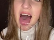 Drooling in glass. Uvula show 