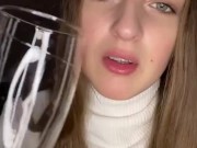 Drooling in glass. Uvula show  6/16