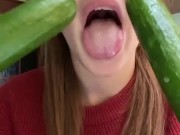 2 cucumber deepthroat. Blow job  11/16