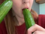 2 cucumber deepthroat. Blow job  13/16