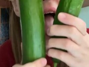 2 cucumber deepthroat. Blow job  15/16