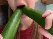 2 cucumber deepthroat. Blow job  8/16