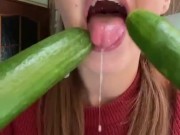 2 cucumber deepthroat. Blow job  9/16