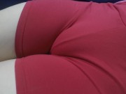 My red shorts hiding my tight pussy mound. 16/16