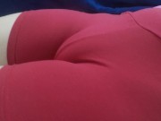 My red shorts hiding my tight pussy mound. 3/16