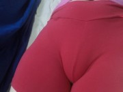 My red shorts hiding my tight pussy mound. 8/16