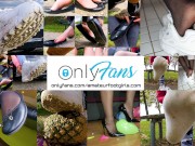 Kati spielt ihre verschwitzten Fila Turnschuhe und zeigt ihre stinkenden nassen grauen Nylons ver 16/16