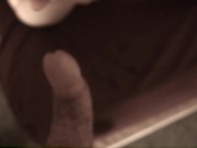 Slim brunette sucking my big cock pov with cum in mouth 12/16