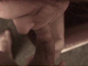 Slim brunette sucking my big cock pov with cum in mouth 9/16