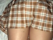 COLLEGE GIRL IN SKIRT FINISHES WHILE GETTING ASS AND PUSSY FINGERED  POV 1/16