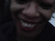 Peeing on the side of the road before security comes then daddy finish peeing all in my mouth 16/16