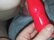 with my girlfriend playing with a dildo 12/16