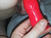 with my girlfriend playing with a dildo 15/16