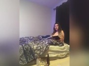 Sexy nerdy bbw gets vengeful beside snoring white boyfriend with huge bbc (wipes his cum on bf)  1/16