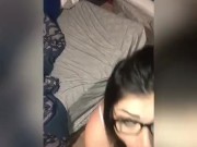Sexy nerdy bbw gets vengeful beside snoring white boyfriend with huge bbc (wipes his cum on bf)  3/16