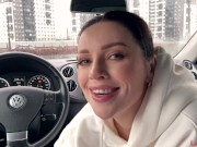 Hot blowjob in the parking lot with cum swallowing 16/16