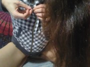 DIY Zipper Repair! Camgirl Problem Hoodie Fetish Hairy Girl PinkMoonLust Fixes It Then Spreads 4/16