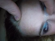 Dutch girl gets an eye facial cum in both eyes 13/16