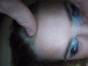 Dutch girl gets an eye facial cum in both eyes 14/16
