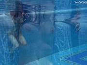 Brunette big tits babe Sheril Blossom swims nude and hot 13/16