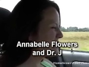 Chubby redhead masturbates then sucks her boyfriends cock outside 1/16