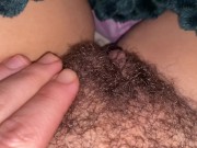 Playing With My Big Hairy Clit Close Up 10/16