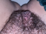 Playing With My Big Hairy Clit Close Up 16/16