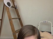 FUCKING MY STEP STOOL WHILE MY STEP LADDER WATCHES 10/16