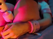 ♡ GIRL IN STOCKINGS, 2 DILDOS, VIBRATOR AND REAL ORGAZM ♡ 14/16