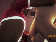 Furry Hentai - 2 Dogs blowjob and cum in her mouth 14/16